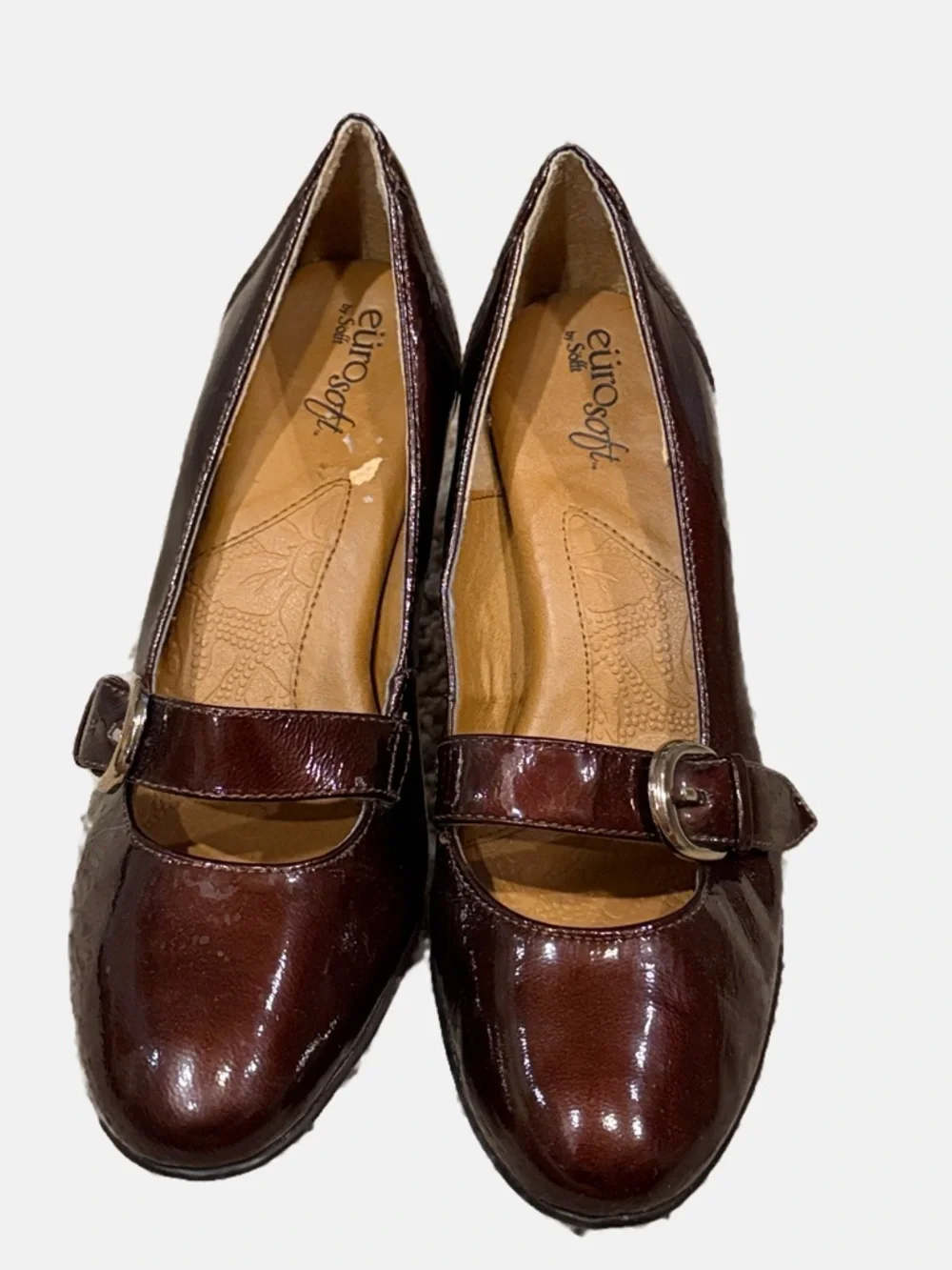 Euro soft by Sofft Women's Brown Patent Mary Jane Pumps